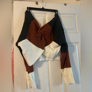 Women cross back sweater